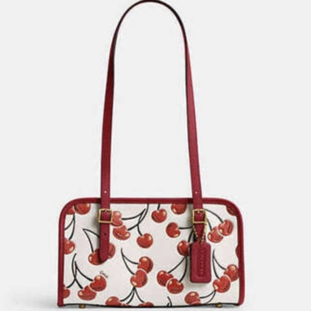 Coach Leather Swing Zip Bag With Cherry Print NWT - Picture 2 of 16